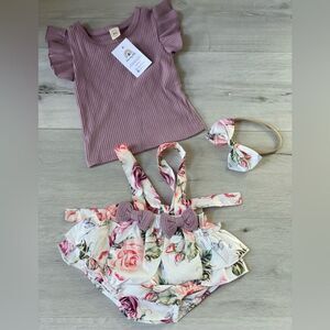 Lovely Life Baby & Kids‎ 3 pc outfit Nwt 6-9 months dusty rose color with floral